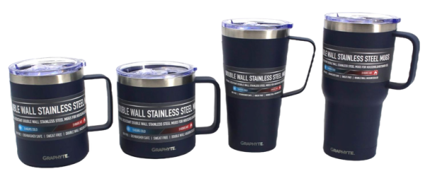 GRAPHYTE Double Wall Vacuum Insulated Stainless Steel Mugs with Handle and Slider Lid, Assorted Colors and Sizes Sale - Image 3