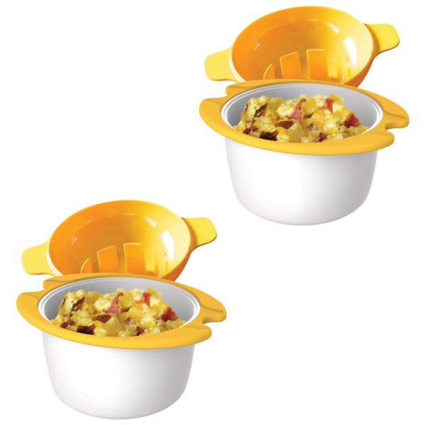 IncrediEgg Microwave Egg Cooker Poacher Scramble Omelet Eggwich Maker with Silicone Handles Yolk Separator and Shell Cracker, 2 Pack Online Hot Sale