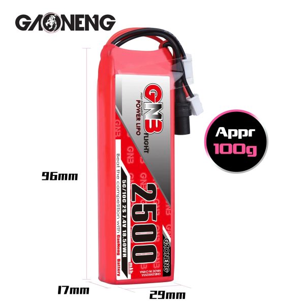 GNB LiPo Battery 2S 2500MAH 7.4V 5C 10C for FrSky X9D plus 2019 new edition XT60 XH2.54 connector Online now