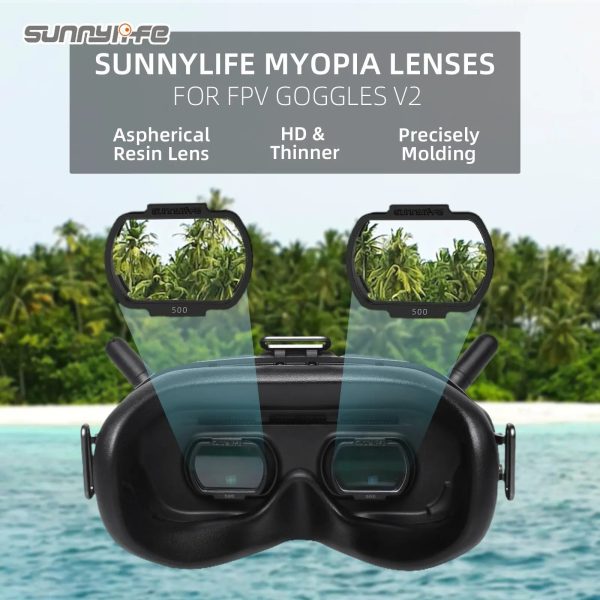 Sunnylife Corrective Lenses Myopia Nearsighted Glasses Aspherical Resin Lenses Accessories for DJI FPV Goggles V2 Cheap