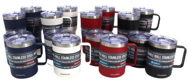GRAPHYTE Double Wall Vacuum Insulated Stainless Steel Mugs with Handle and Slider Lid, Assorted Colors and Sizes Sale
