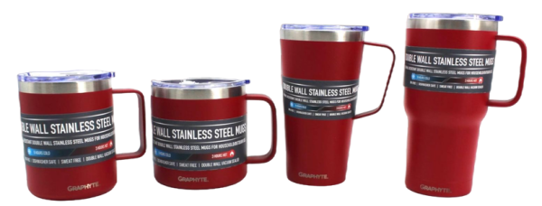 GRAPHYTE Double Wall Vacuum Insulated Stainless Steel Mugs with Handle and Slider Lid, Assorted Colors and Sizes Sale - Image 4