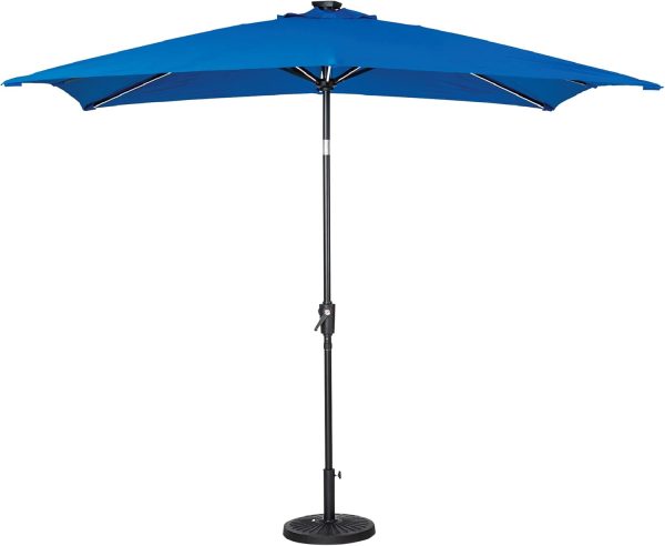 Sun-Ray 9  x7   Rectangular 8-Rib Next Gen Solar Lighted Patio Umbrella, 30 LED Lights with Unique Strip Lighting, Crank and Tilt, Aluminum Frame, Royal Blue For Cheap - Image 2