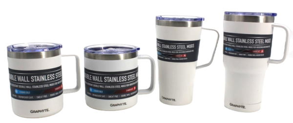 GRAPHYTE Double Wall Vacuum Insulated Stainless Steel Mugs with Handle and Slider Lid, Assorted Colors and Sizes Sale - Image 2